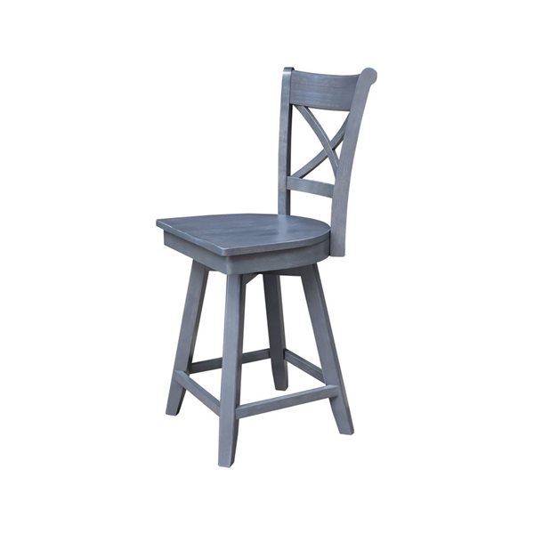 International Concepts Charlotte Solid Wood Swivel Bar Height Stool - Heather Grey