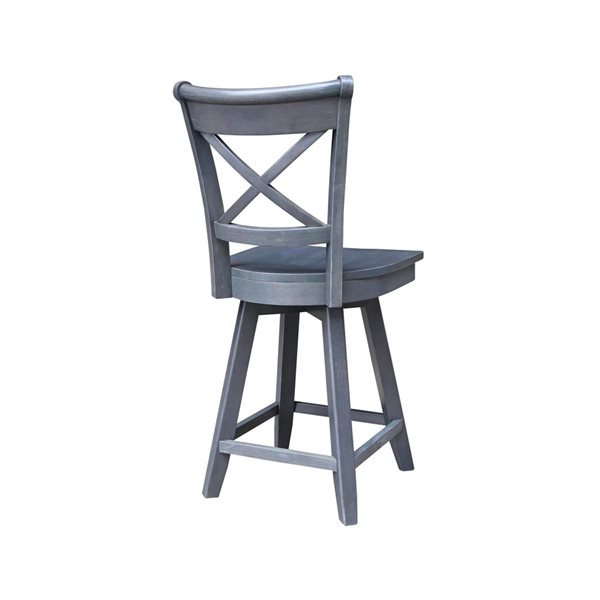 International Concepts Charlotte Solid Wood Swivel Bar Height Stool - Heather Grey
