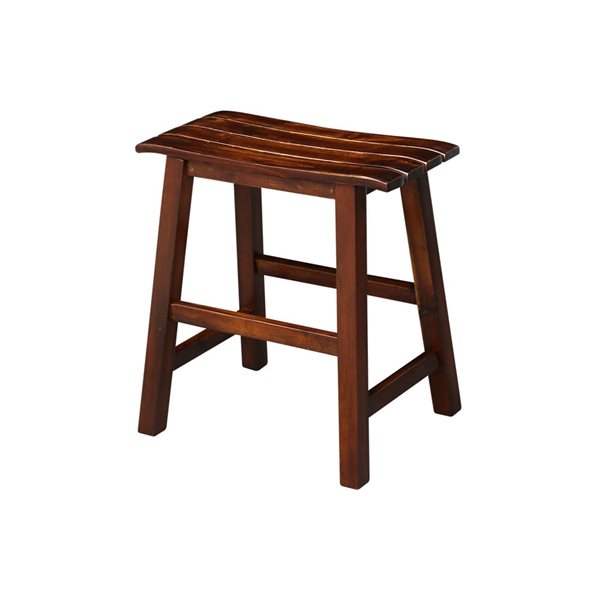 International Concepts 18-in H Wood Slat Seat Stool - Espresso