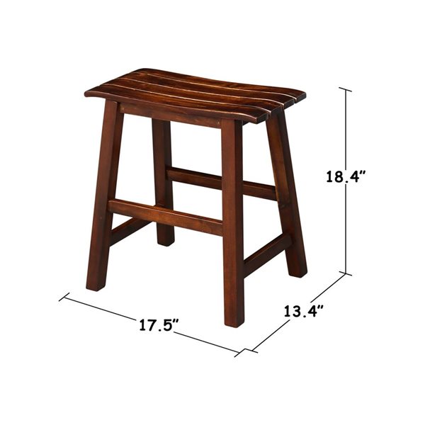 International Concepts 18-in H Wood Slat Seat Stool - Espresso