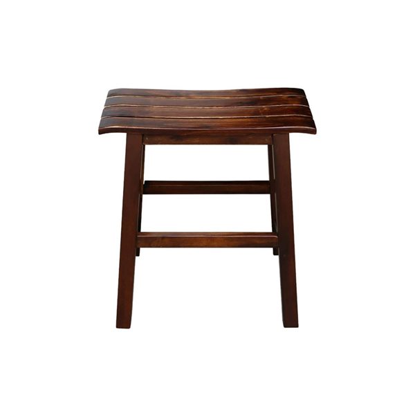 International Concepts 18-in H Wood Slat Seat Stool - Espresso