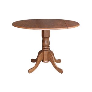 International Concepts 42-in dia Wood Round Dual Drop Leaf Pedestal Dining Table - Distressed Oak