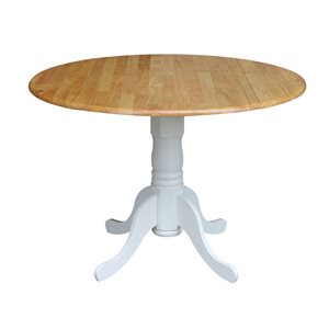 International Concepts 42-in dia Wood Round Dual Drop Leaf Pedestal Dining Table - White/Natural