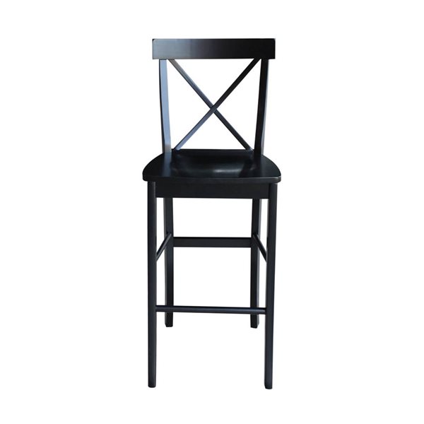 International Concepts Wood X-Back Bar Height Stool - Black