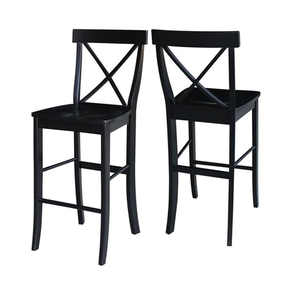 International Concepts Wood X-Back Bar Height Stool - Black