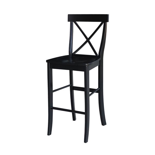 International Concepts Wood X-Back Bar Height Stool - Black