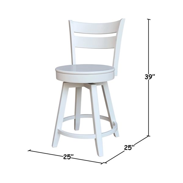 International Concepts Sara Solid Wood Swivel Counter Height Stool - White