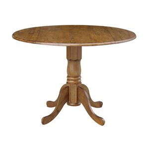 International Concepts 42-in dia Wood Round Dual Drop Leaf Pedestal Dining Table - Pecan
