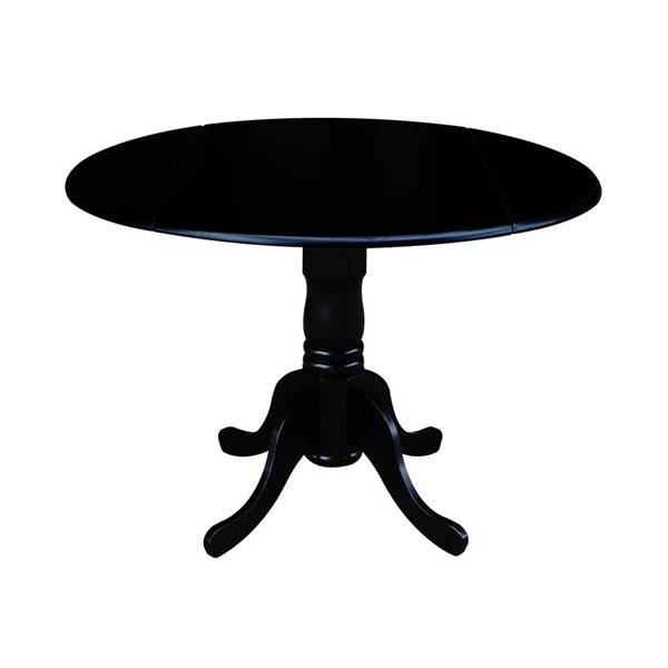 International Concepts 42-in dia Wood Round Dual Drop Leaf Pedestal Dining Table - Black