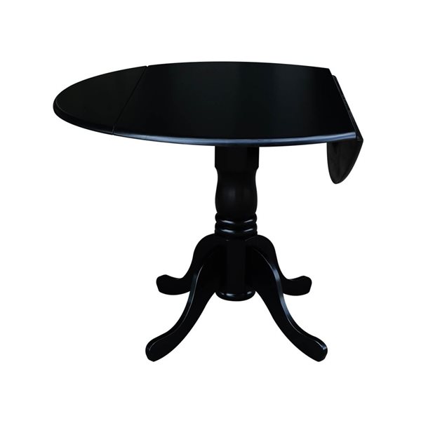 International Concepts 42-in dia Wood Round Dual Drop Leaf Pedestal Dining Table - Black