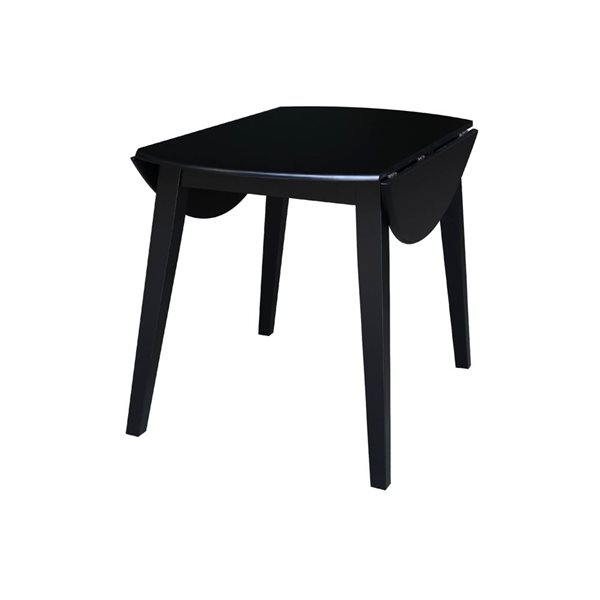 International Concepts 42-in Solid Wood Round Dual Drop Leaf Dining Table - Black