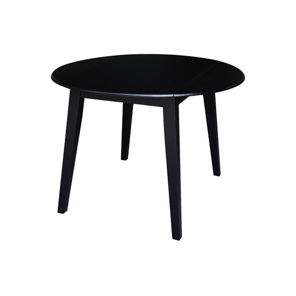 International Concepts 42-in Solid Wood Round Dual Drop Leaf Dining Table - Black