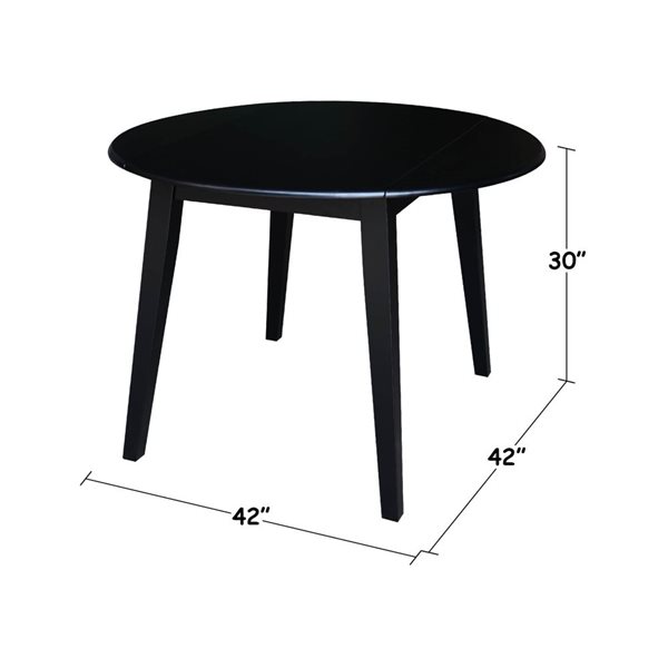 International Concepts 42-in Solid Wood Round Dual Drop Leaf Dining Table - Black