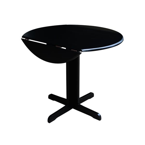 International Concepts 36-in Wood Round Dual Drop Leaf Dining Table - Black