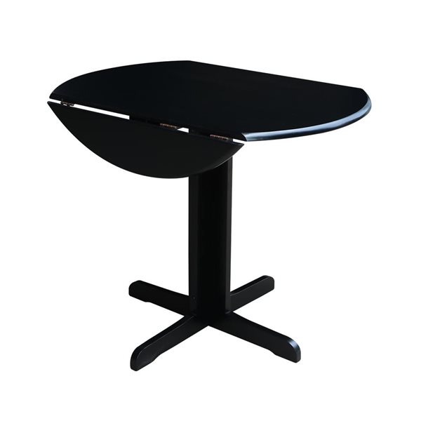 International Concepts 36-in Wood Round Dual Drop Leaf Dining Table - Black