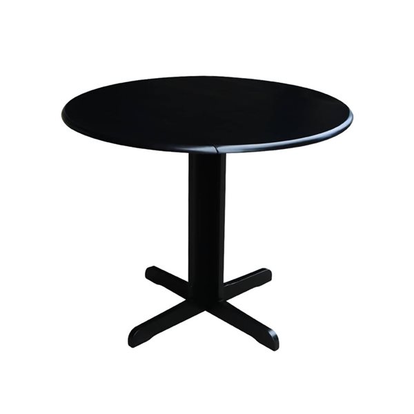 International Concepts 36-in Wood Round Dual Drop Leaf Dining Table - Black