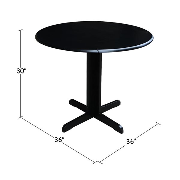 International Concepts 36-in Wood Round Dual Drop Leaf Dining Table - Black