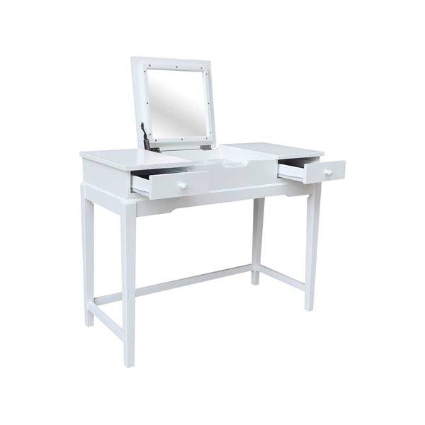 International Concepts Solid Wood Vanity Table - White