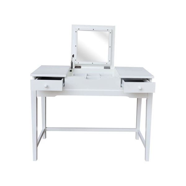 International Concepts Solid Wood Vanity Table - White