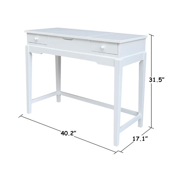 International Concepts Solid Wood Vanity Table - White