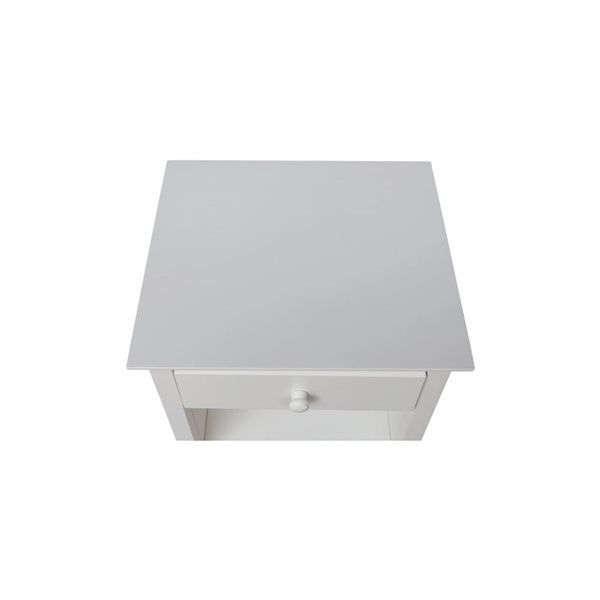 International Concepts Solid Wood Bedroom Nightstand with 1 Drawer, White