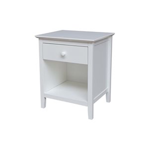 International Concepts Solid Wood Bedroom Nightstand with 1 Drawer, White