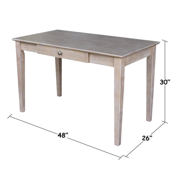 International Concepts Writing Desk with Drawer - Washed Grey Taupe