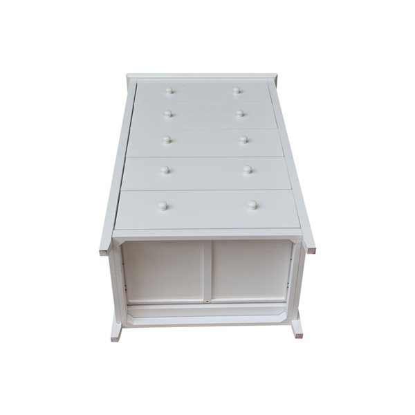 International Concepts Solid Wood Bedroom Dresser/Chest with 5 Drawers - White