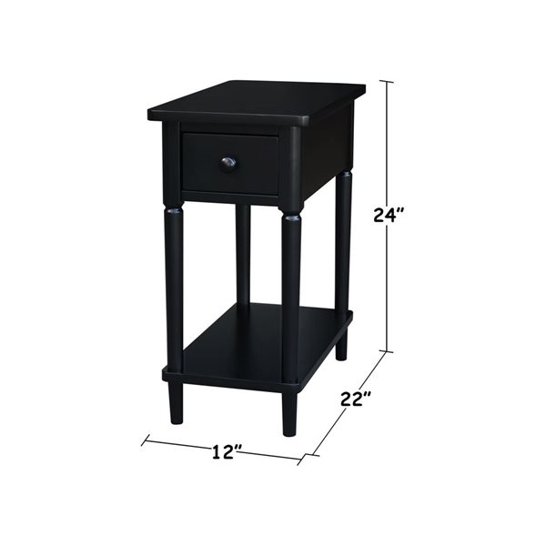 International Concepts Solid Wood Narrow Side Table - Black