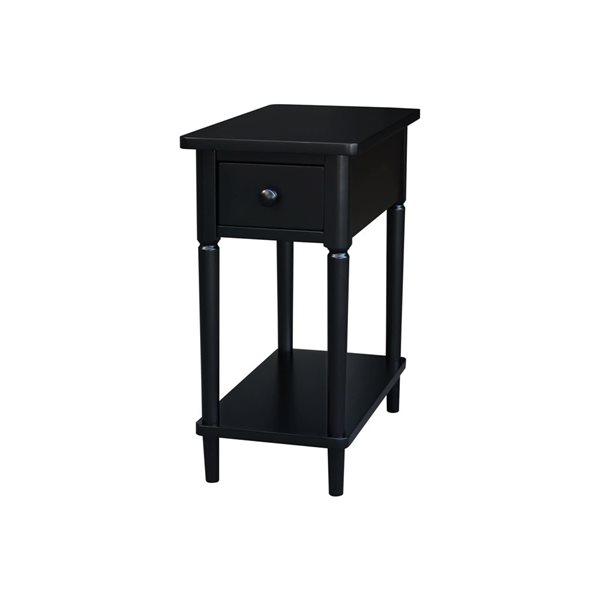 International Concepts Solid Wood Narrow Side Table - Black