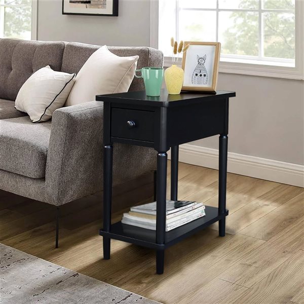 International Concepts Solid Wood Narrow Side Table - Black