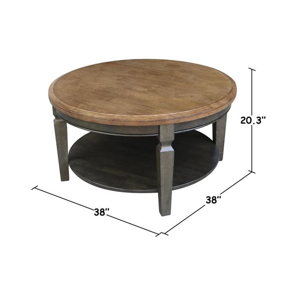 International Concepts Vista Round Coffee Table - Hickory/Washed Coal
