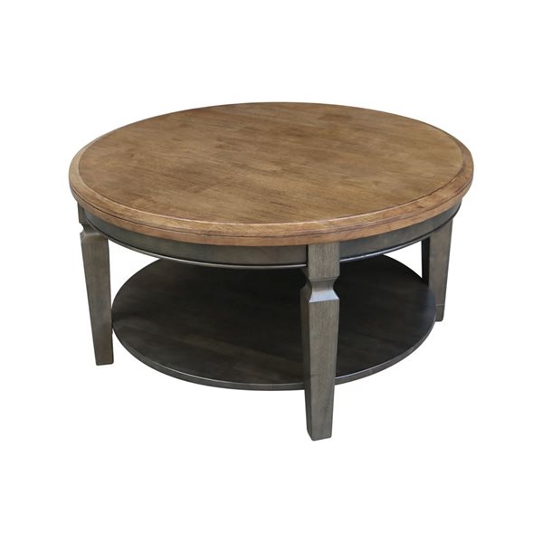 International Concepts Vista Round Coffee Table - Hickory/Washed Coal