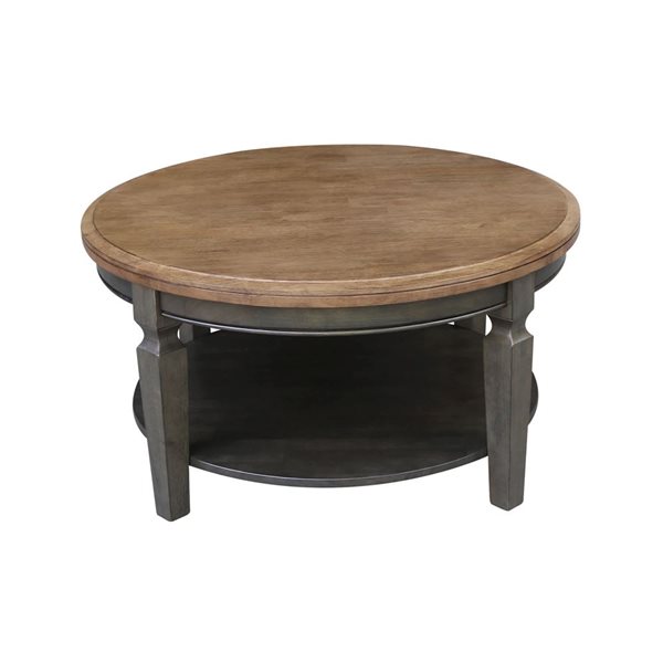 International Concepts Vista Round Coffee Table - Hickory/Washed Coal