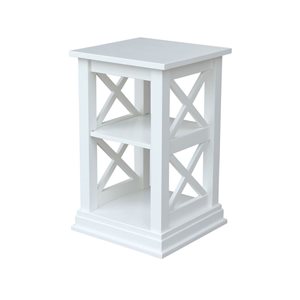 International Concepts Hampton Solid Wood Accent Table with Shelves - White