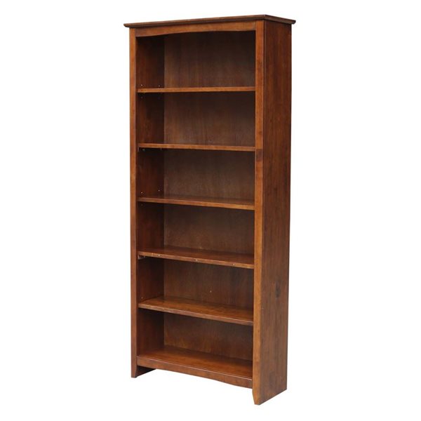 International Concepts Shaker Brown Solid Wood Bookcase - 72-in H