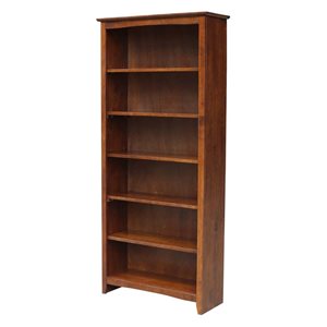 International Concepts Shaker Brown Solid Wood Bookcase - 72-in H