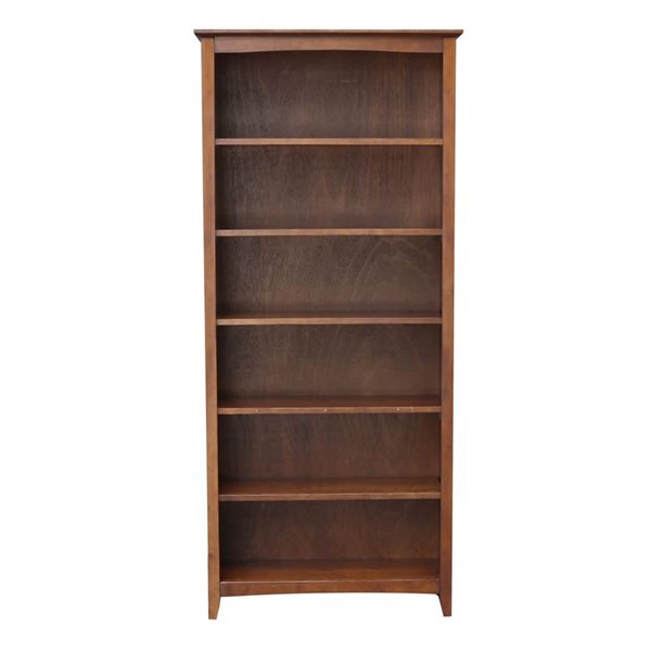 International Concepts Shaker Brown Solid Wood Bookcase - 72-in H