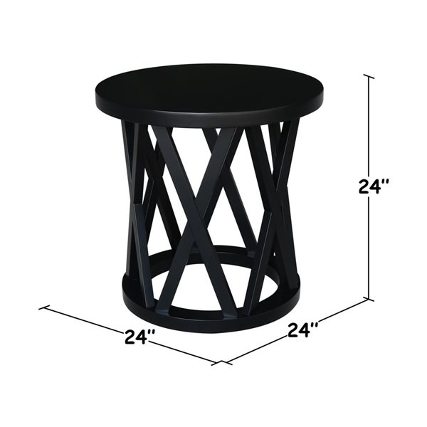 International Concepts Round Ceylon End Table - Black