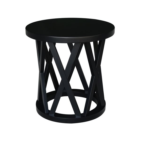 International Concepts Round Ceylon End Table - Black