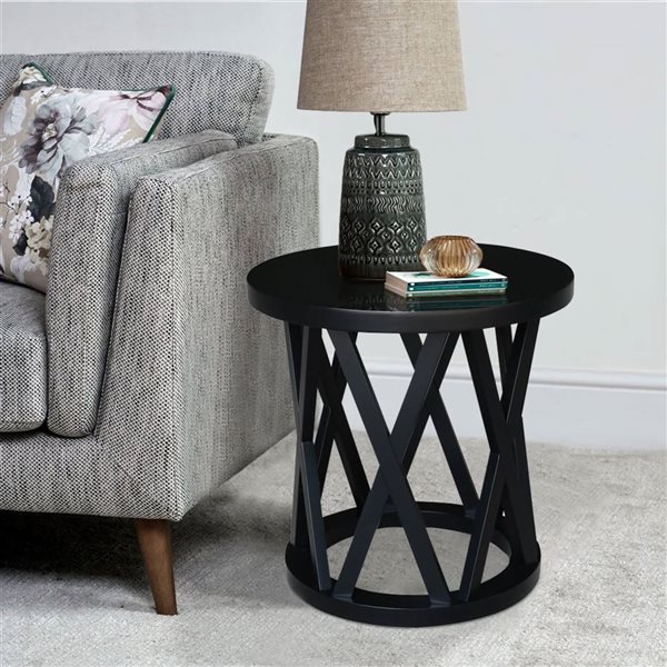 International Concepts Round Ceylon End Table - Black