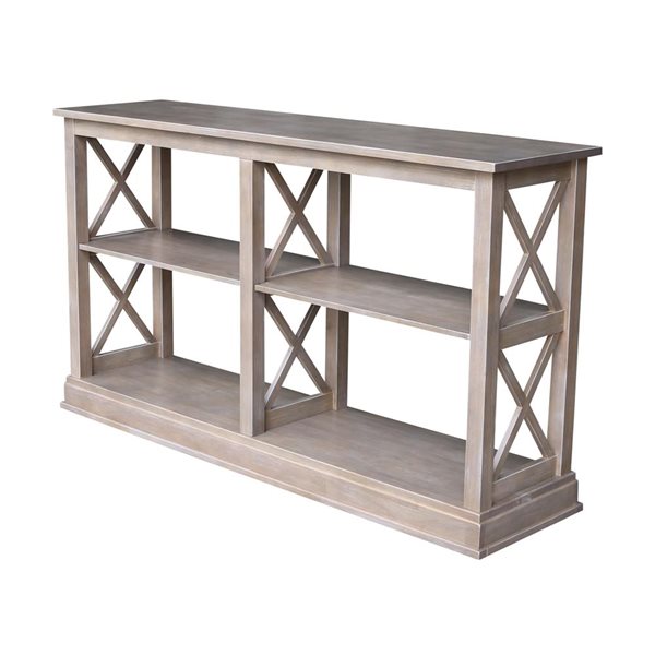 International Concepts Hampton Sofa Server Table with Shelves - Washed Grey Taupe