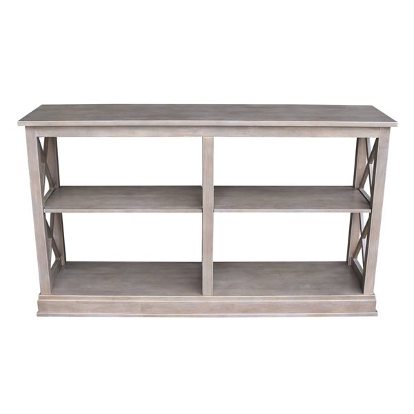 International Concepts Hampton Sofa Server Table with Shelves - Washed Grey Taupe