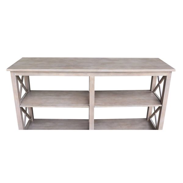 International Concepts Hampton Sofa Server Table with Shelves - Washed Grey Taupe