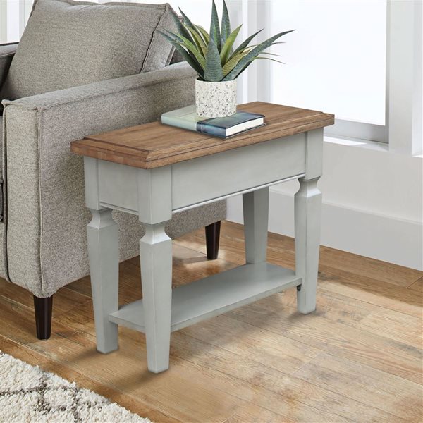 International Concepts Vista Side Table - Distressed Hickory/Stone