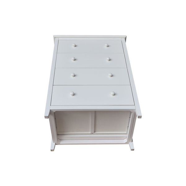 International Concepts Solid Wood Bedroom Dresser/Chest with 4 Drawers - White