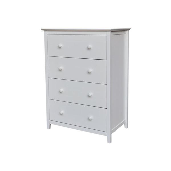 International Concepts Solid Wood Bedroom Dresser/Chest with 4 Drawers - White