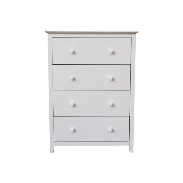 International Concepts Solid Wood Bedroom Dresser/Chest with 4 Drawers - White