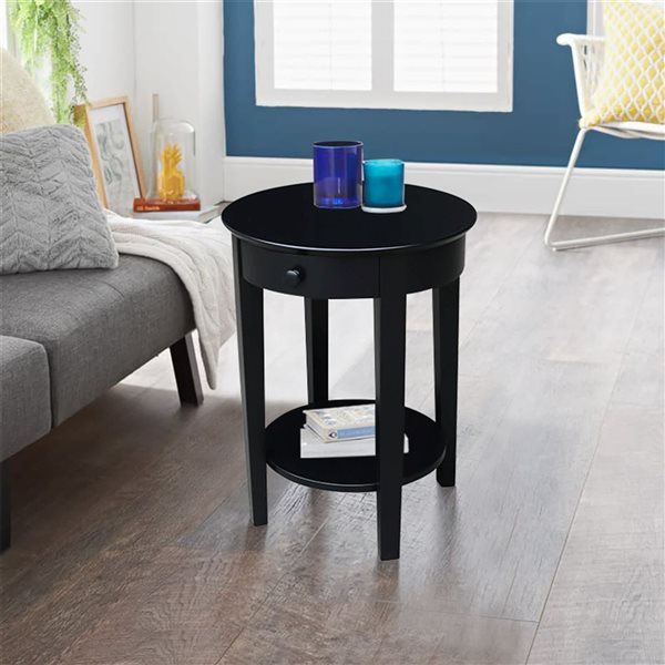 International Concepts Phillips Accent Table with Drawer - Black