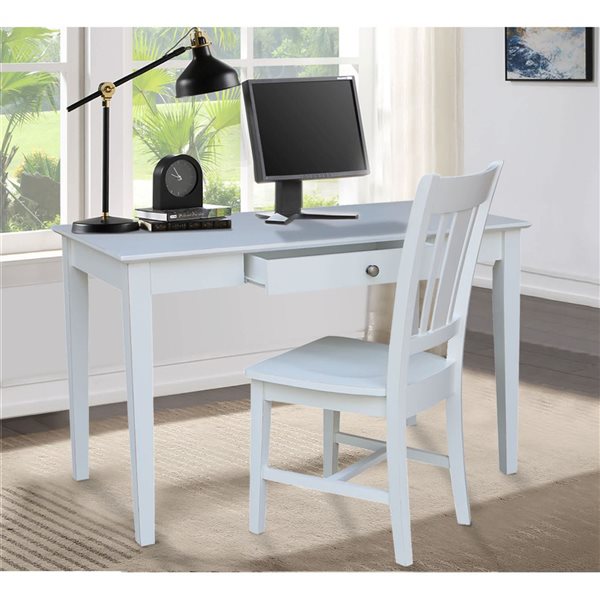 International Concepts Desk with Drawer - Basic Size and Chair - Beach White